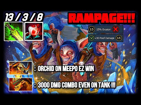 MEEPO Orchid + Ethereal = 3000 DMG Combo in 7.26c!  5 Man RAMPAGE  Dota 2