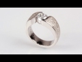 video - White Mokume Wave Engagement Ring with Blue Sapphire