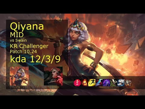Qiyana vs Swain Mid - KR Challenger 12/3/9 Patch 10.24 Gameplay // [롤] 키아나 vs 스웨인 미드