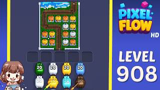 Pixel Flow Level 908 Solution Walkthrough
