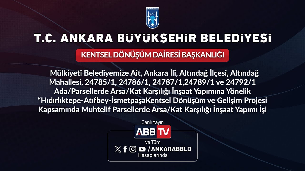 KENTSEL DÖNÜŞÜM DAİRESİ BAŞKANLIĞI - Muhtelif Parsellerde Arsa/Kat Karşılığı İnşaat Yapımı İşi