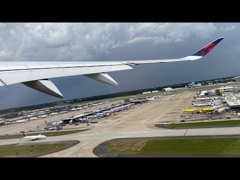 Delta Airlines Airbus A350-900 Stormy and Turbulent Takeoff from Atlanta (ATL)