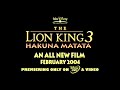 The Lion King 3 Hakuna Matata 2nd Trailer UK DVD VHS 2004