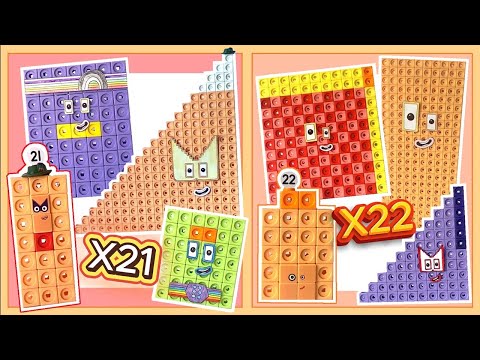 Numberblocks Twenty One And Twenty Two Times Table | Mathlink Cubes X21 X22 Kids Multiplication