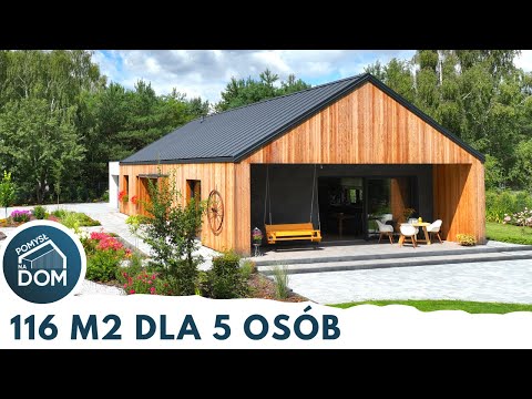 Tani dom parterowy dla 5-osobowej rodziny. 3 sypialnie i duży salon z kuchnią - Pomysł na Dom #49