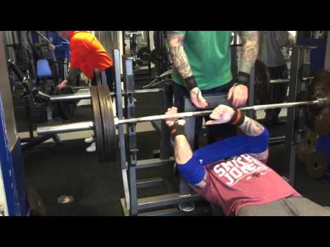 High reps 140 kg bench press using mark bell slingshot at 196 pound body weight.