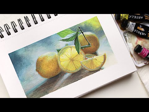 My first still life painting (lemons!!) 🍋 GOUACHE TIMELAPSE