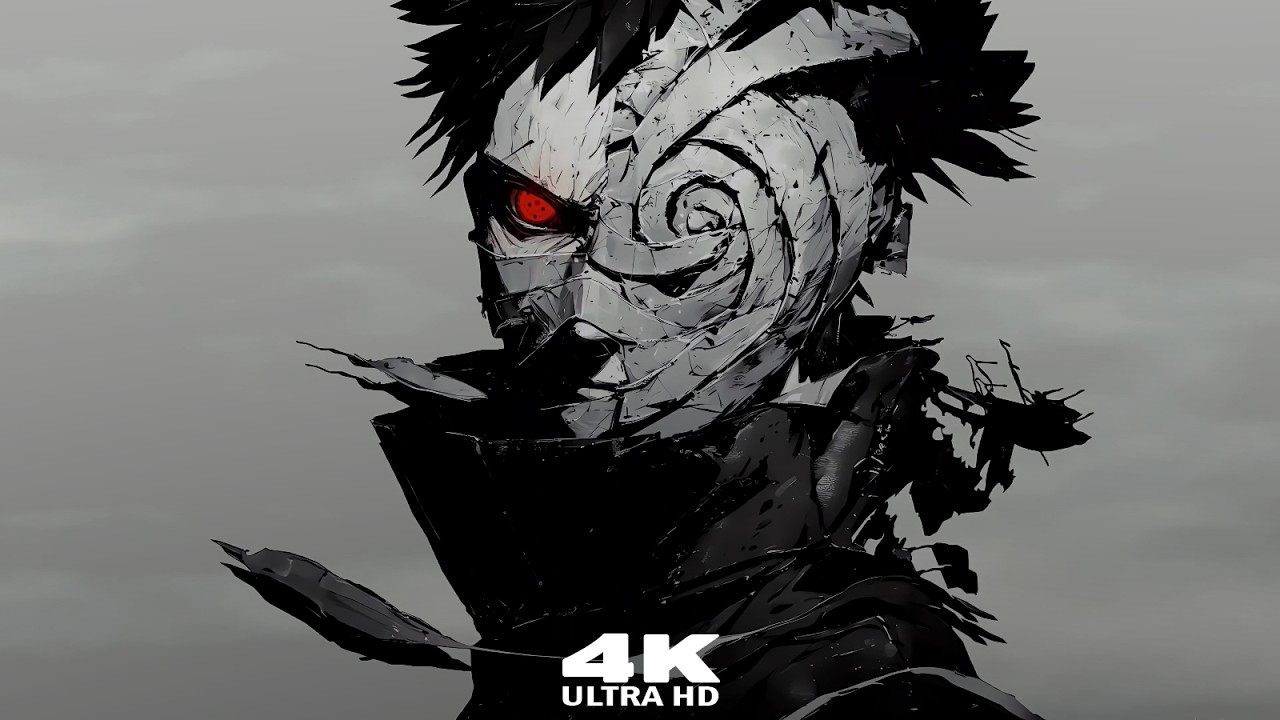 2 Hours loop 4k Obito Mask B&W Naruto Anime Live Wallpaper & Screensaver #anime #livewallpaper