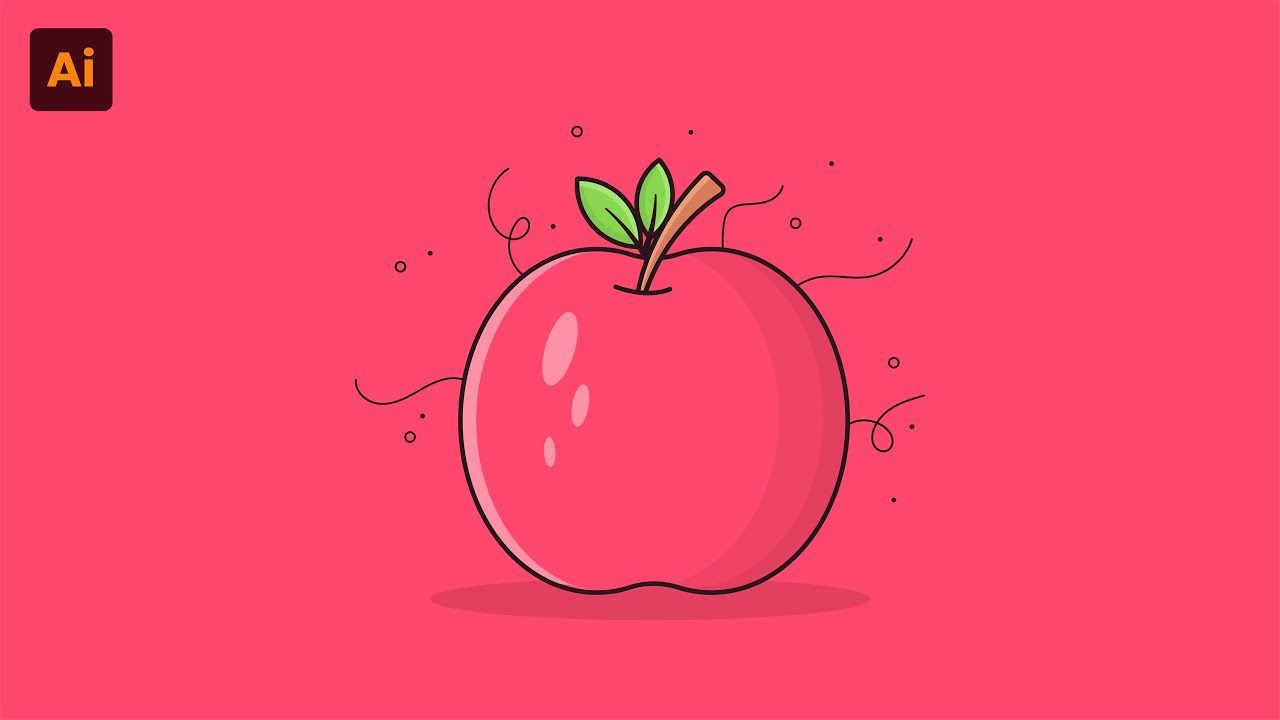 Adobe Illustrator Tutorial - How to Draw Flat Apple Vector Illustrator
