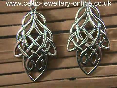 Sterling Silver Celtic Earrings "Leaf" DPS005