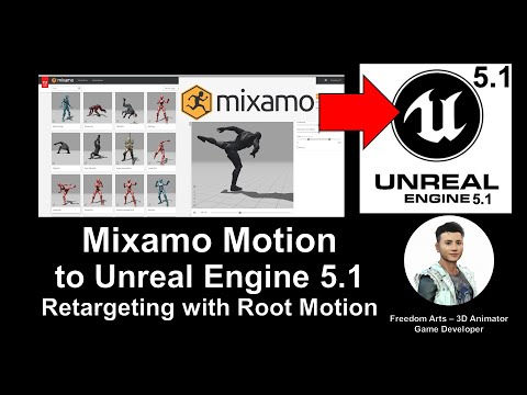 Mixamo Motion to Unreal Engine 5.1 - Retarget 3D Avatar with Root Motion - Tutorial