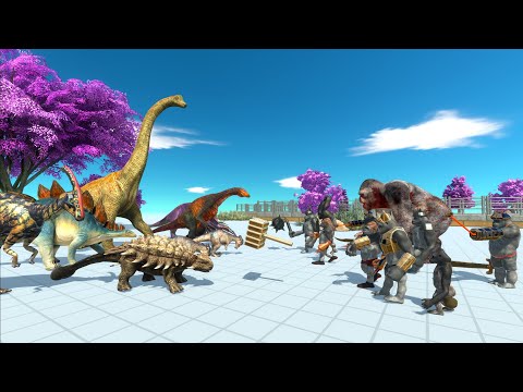 Mutant Primates VS Herbivore Dinosaurs Tournament - Animal Revolt Battle Simulator ARBS