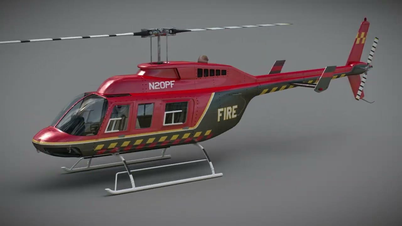 Helicopter Bell 206L Fire 3D Model