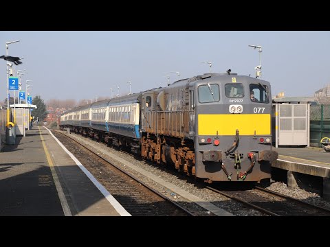 Iarnrod Éireann 071 Class Loco Number 077 + RPSI Cravens passing Drumcondra Railway Station, Dublin