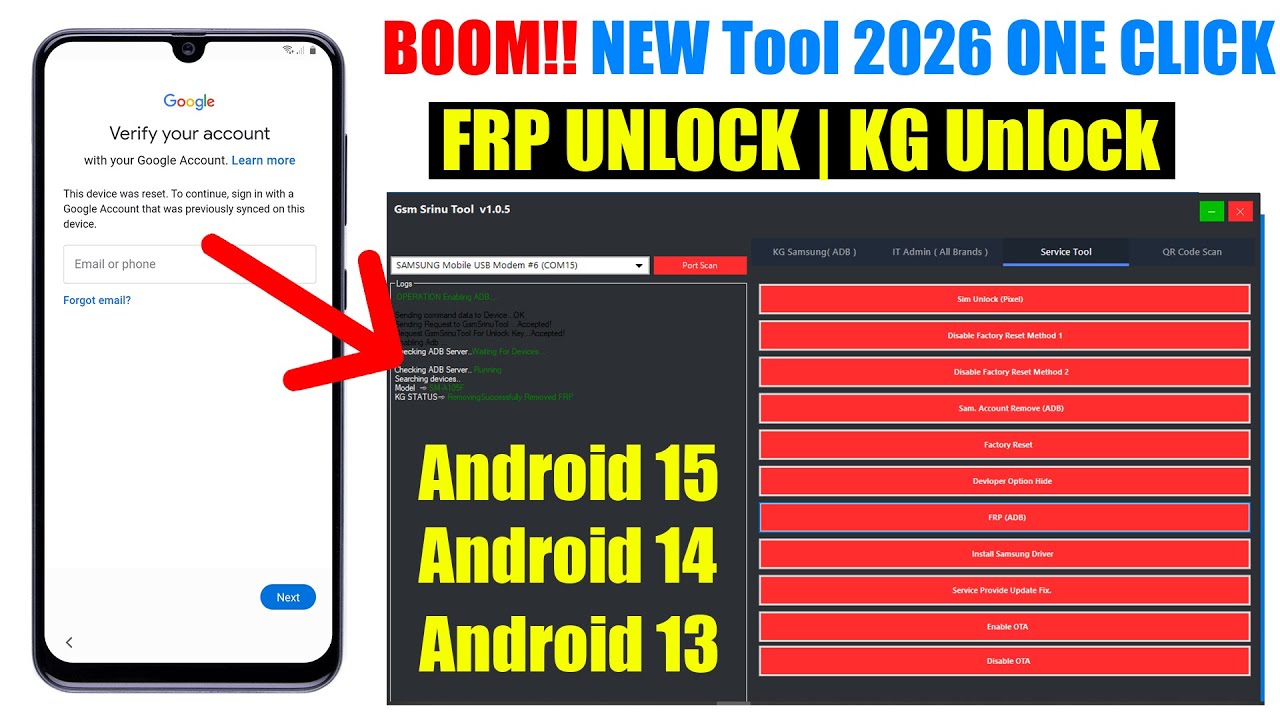 Samsung FRP Bypass 2026 Android 14/15 | Samsung FRP Unlock Tool 2026 ,FRP Tool (KG Unlock)