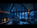 Smooth Jazz Music, Snowfall and Crackling Fireplace for Calm Room Ambience - Relaxation and Sleep