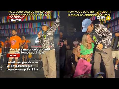 Vídeo: João Gomes para show ao ver pesquisadora que desenvolveu a poliaminina.