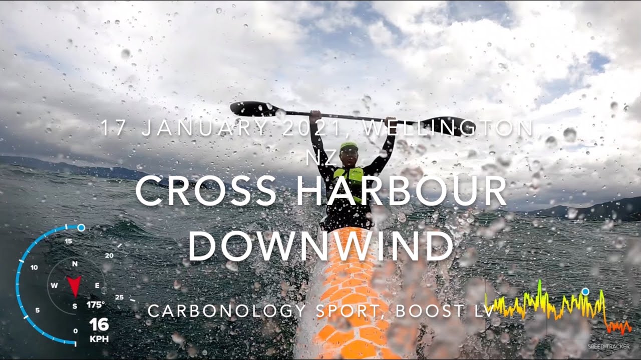 Surf ski cross harbour downwind - Wellington, New Zealand