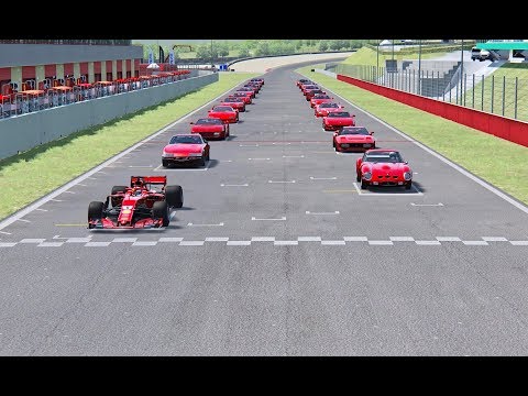 Ferrari F1 2018 vs All Ferrari Supercars - Mugello