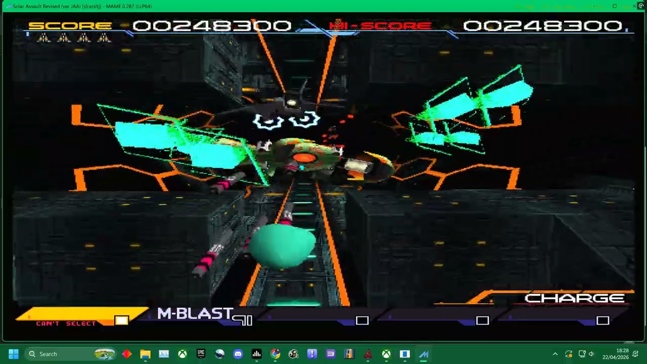 MAME 287 =KONAMI SOLAR ASSUALT REVISED STAGE 6 FINAL STAGE BOSS PLANET  - 4K UK ARCADES 2026