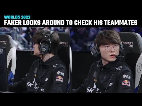 Faker immediately looks around to check the state of his little brothers | T1 vs DRX | Worlds 2022