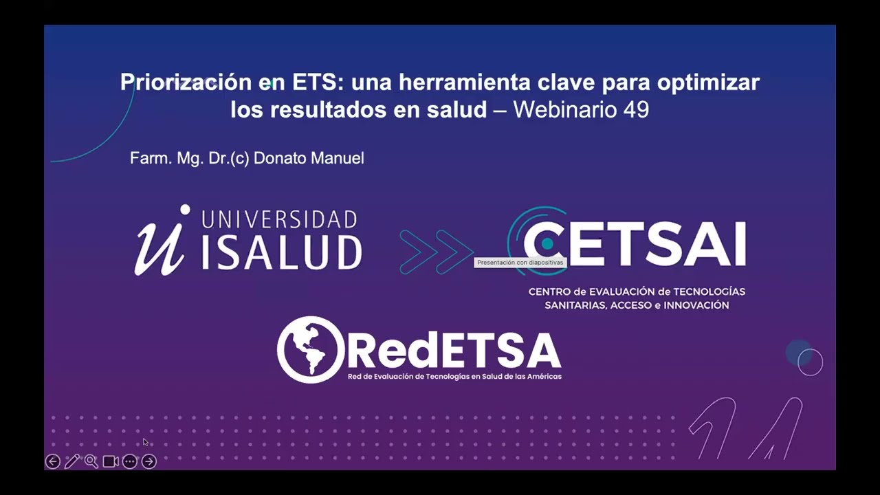 Prioritization in ETS: a key tool to optimize health outcomes - 49th RedETSA Webinar Program