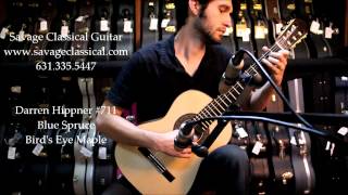 Darren Hippner #711 Torres w/Blue Spruce & Bird's Eye Maple - Savage Classical Guitar