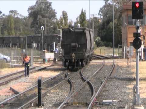 Pacific National 8133 shunts a loaded grain train with 8184 part 3