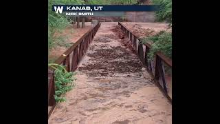 Flash floods surge through Utah canyon during monsoon season