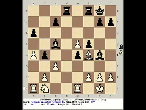 Doluhanova, Evgeniya vs Jacobson, Brandon | Reykjavik Chess Open 2023, Iceland