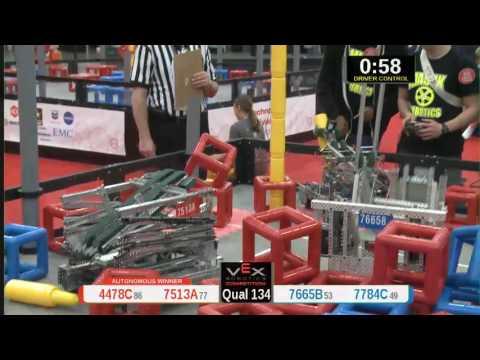 2015 VRC Tech Q134 - 4478C 7513A vs 7665B 7784C - 43 to 2 - VEX Worlds 2015 - Technology Division