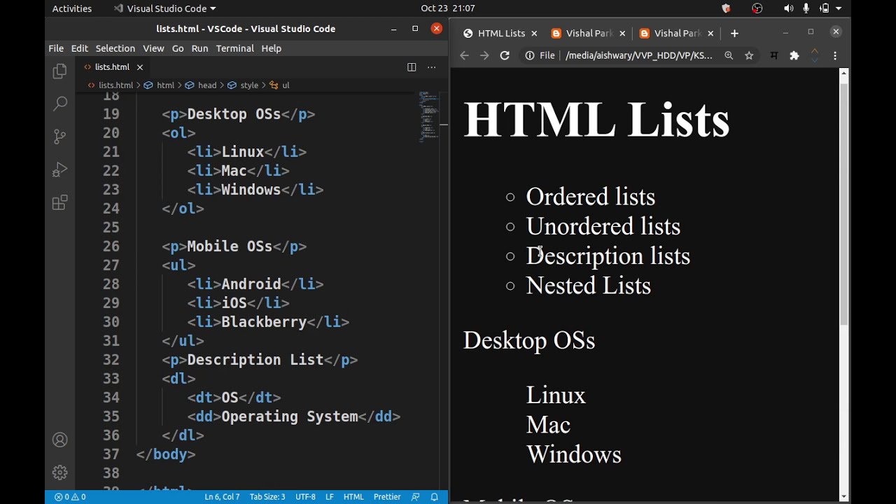 HTML Lists : Ordered, Unordered, Description, Nested, CSS | Information Technology