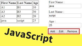 JavaScript - How To Add Edit Remove Selected Table Row From Input Text In Javascript [ with code ]