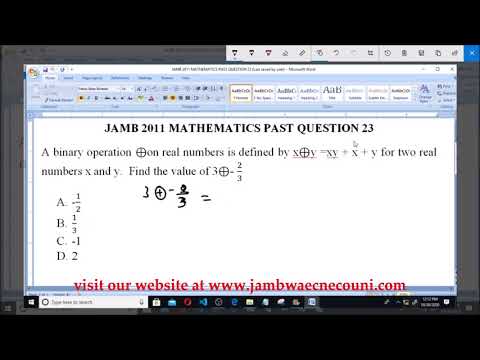 JAMB 2011 MATHEMATICS PAST QUESTION 23 Binary Operation