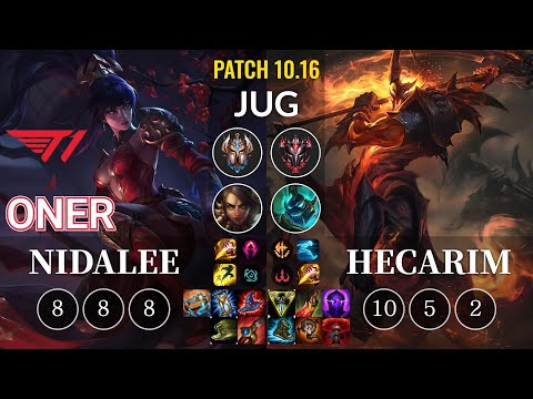 T1 Oner Nidalee vs Hecarim Jungle - KR Patch 10.16