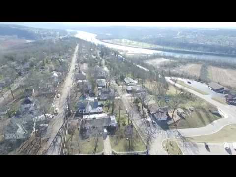 Tornado path and damage in Forsyth, Missouri March 10, 2017