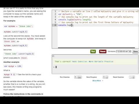 Codecademy Javascript Variables Walkthrough