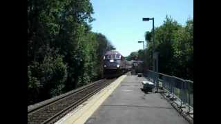 Outbound Commuter Rail (011) arriving at Forge Park with RARE Memorial Cab Car