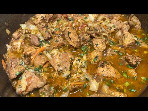 ASMR BROWNED STEWED PORK SERVED WITH YUCA! EASY AND AMAZING NAN'S GLOBAL KITCHEN RECIPE #89