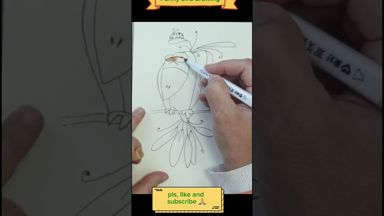 FUNNY BIRD markers easy drawing#drawingideas #easydrawing #DIY #howto #art #birds #markers