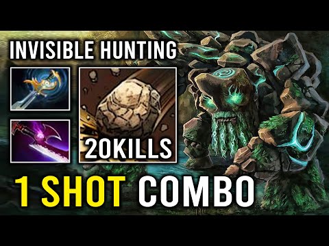 WTF 1 Shot Tree Combo Invisible Hunting 100% Unkillable Solo Mid Tiny Dota 2