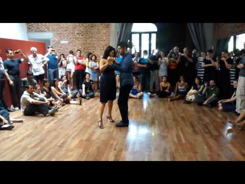  Sebastian Jimenez  and  Maria Ines Bogado  are  dancing  to  a  tango  at  Tango Salon Festival  in  2015