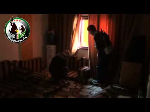 استهداف  قوات النظام بصاروخ  آر بي جي في مخفر اليرموك في دمشق