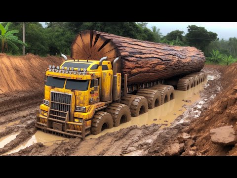 MOST CRAZY Biggest Wood Logging Truck Operator Skill Working At Another Level