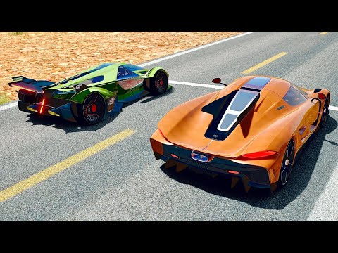 Lamborghini V12 Vision GT vs Koenigsegg Jesko Absolut - Desert Drag Race