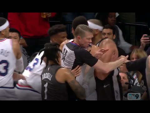 Jimmy Butler and Jared Dudley EJECTED - BRAWL - 76ers vs Nets - game 4 2019