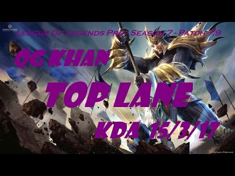 Top Lane - QG Khan as Jarvan IV vs Galio Patch 7.9 - League Of Legends Pro Ranked Challenge