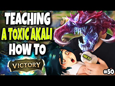 Teaching a High Elo Toxic Akali HOW TO WIN 🔥 Road To Master #50 LoL Cho'Gath vs Maokai S10 Gameplay