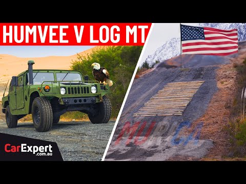 Testing our new log mountain hill in my Humvee