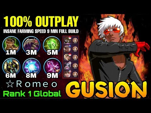 Totally Outplay Gusion Fast Farm 9 Min Full Build - Top 1 Global Gusion ☆Ｒｏｍｅｏ - Mobile Legends